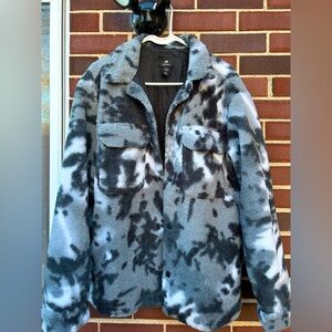 Men’s H&M Grey and black tie-dye sherpa jacket